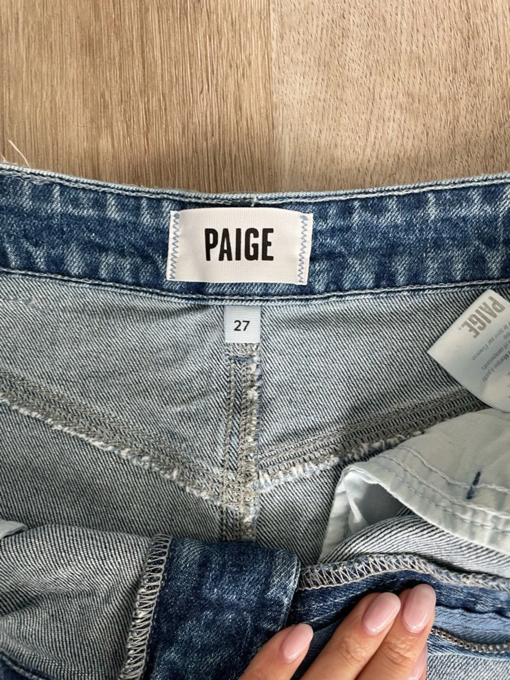 PAIGE Light Blue Vintage Wash Denim Shorts - Picture 2 of 6